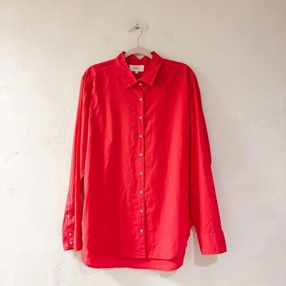 Xirena Beau Button Down Cotton Shirt in Redstone Large